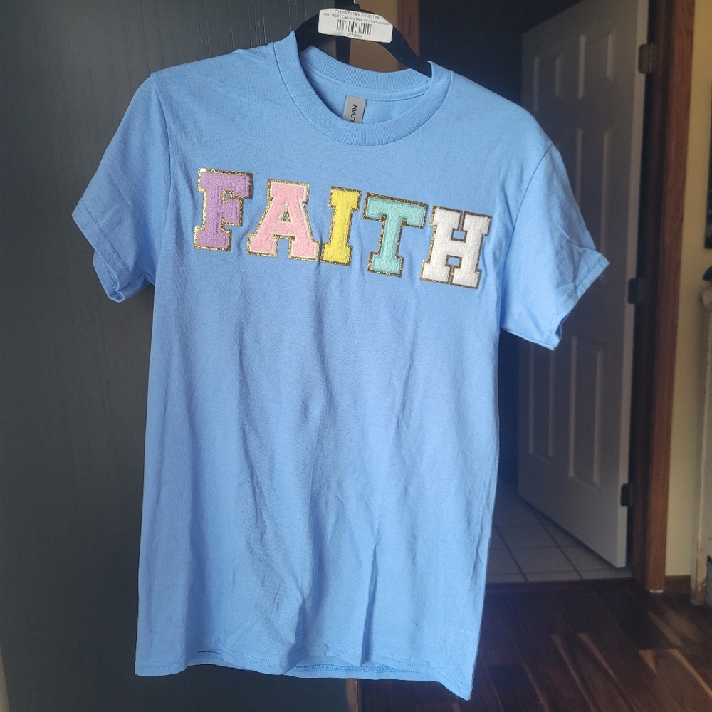 NWT Womans size small TShirt with chenille patches